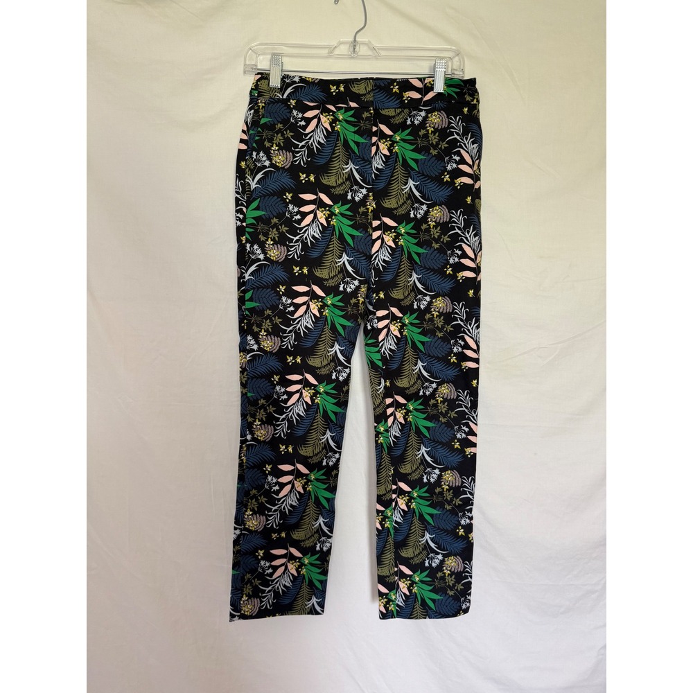 Boden Richmond Tropical Botanical Fern Print Slim Pants Black Green US 6R